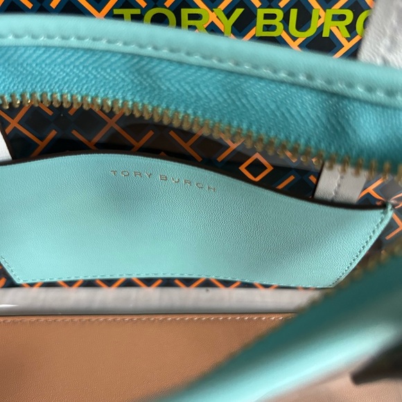 Tory Burch Blake Clear Mini Tote Bag Clear Blue Green - Picture 8 of 9